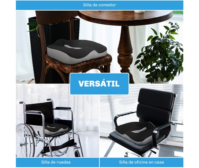 Cojín de Asiento Malla, Espuma Viscoelástica HOMCOM Negro