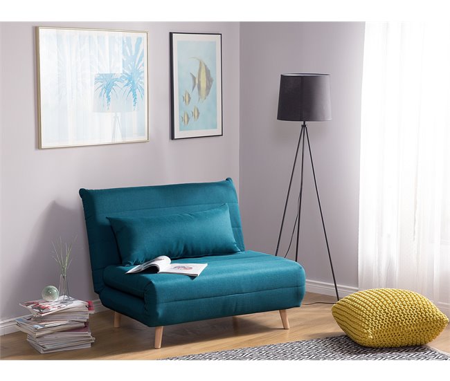Beliani Sofá cama Poliéster SETTEN Azul Claro