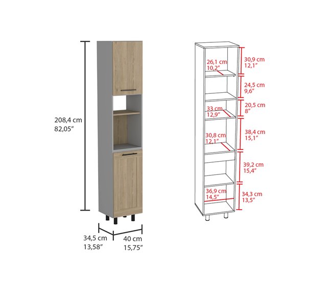 Despensa Alta de Cocina Hasselt, con multiples estantes Multicolor