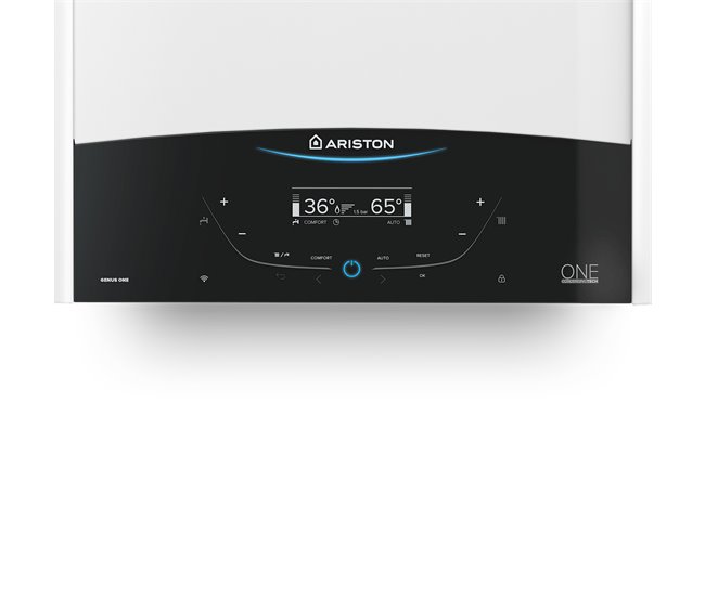 Caldera de condensación, Ariston, Genus One Plus Wifi 30 + Kit de tres grifos + Kit salida de humos, Clase Energetica A Blanco Brillo