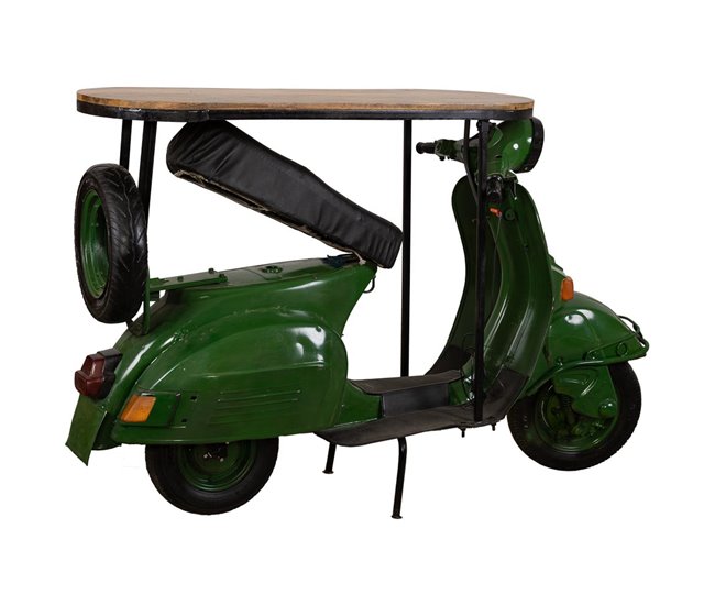Barra botellero moto vespa de metal y madera Verde
