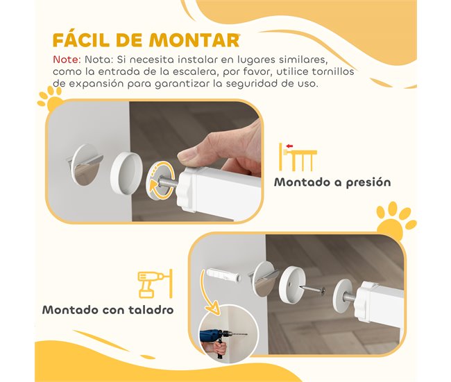 Barrera para Perros PA, Acero PawHut Blanco