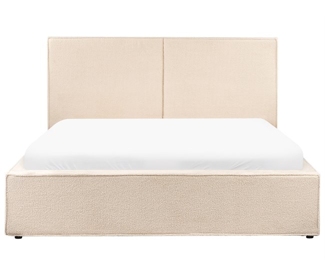 Beliani Cama con almacenaje Bouclé MOISSAC 177x224 Beige