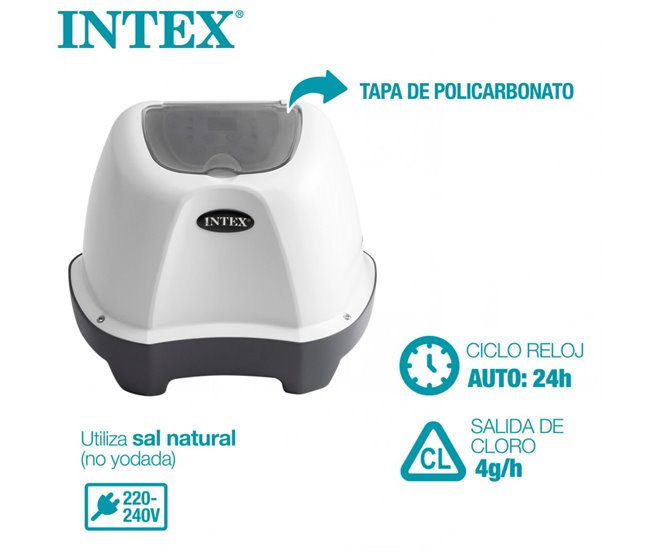 Sistema cloración salina 4 g/h INTEX Gris