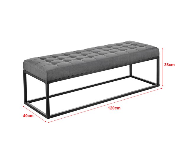Banco Salta tapizado tela / metal 120x38 Gris
