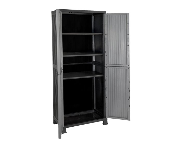 Armario de Resina Exterior con 3 Baldas Thinia Home 68 Gris