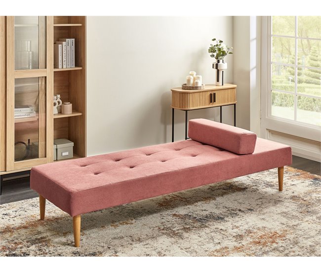 Beliani Chaise longue Poliéster NIORT Rosa