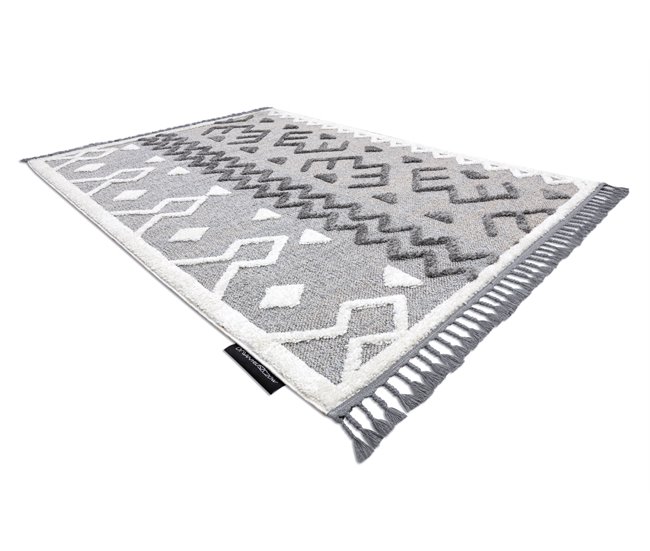Alfombra MAROC P659 azteca Étnico Franjas Bereber marroquí 80x150 Gris