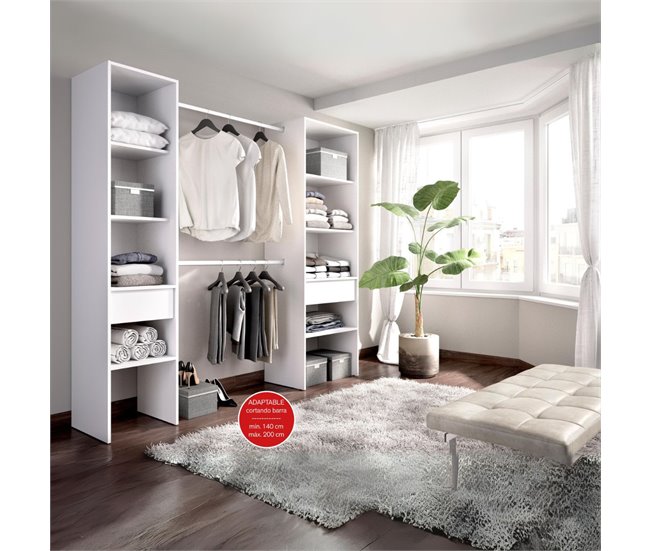 Vestidor Suit  columnas +  cajones Blanco
