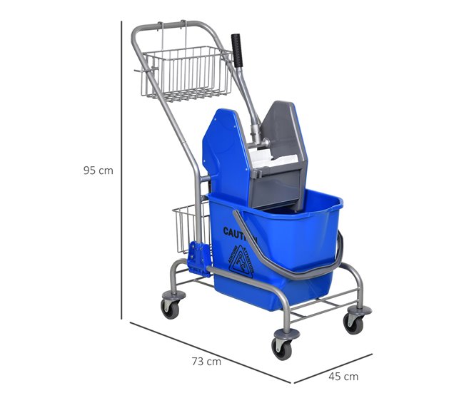 Cubo de Fregona Plástico PP, Metal HOMCOM Azul