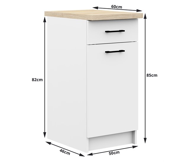 Armario de Cocina Independiente OLIWIA AKORD con 2 estantes 50 Blanco