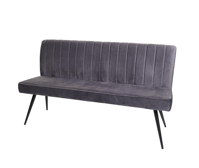 Banco sofá comedor tapizado con respaldo en terciopelo Gris