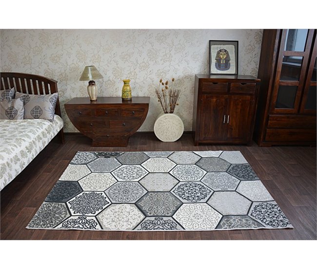 Alfombra LISBOA 27212/356 Hexágono Panal de Abeja 80x150 Gris