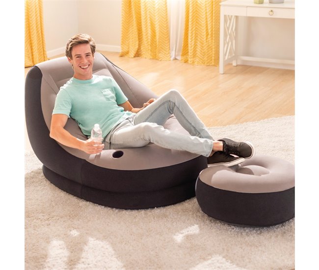Sillón+reposapiés hinchables INTEX Gris