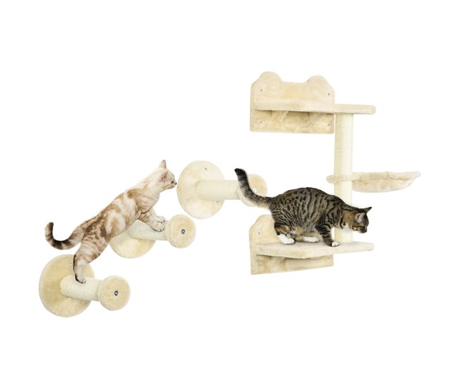 Estanterías para Gatos Aglomerado de Madera, Poliéster PawHut Crudo