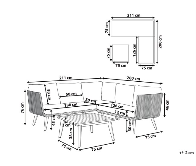 Beliani Conjunto de jardín ALCAMO Beige