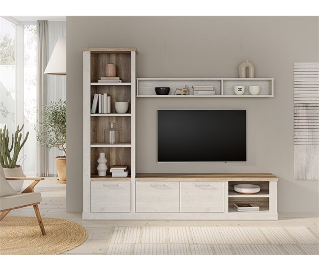 Compacto tv de 241,6cm blanco y roble VERONA Blanco/ Madera