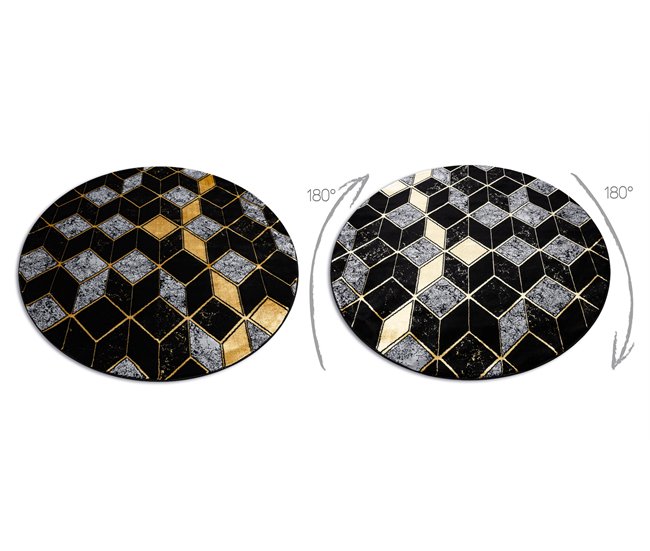 Alfombra GLOSS círculo moderno 400B 86 elegante glamour 120x120 Negro