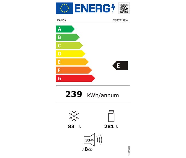 Frigorífico Combi Integrable 193M 364L No Frost CANDY CBT7719EWE Blanco
