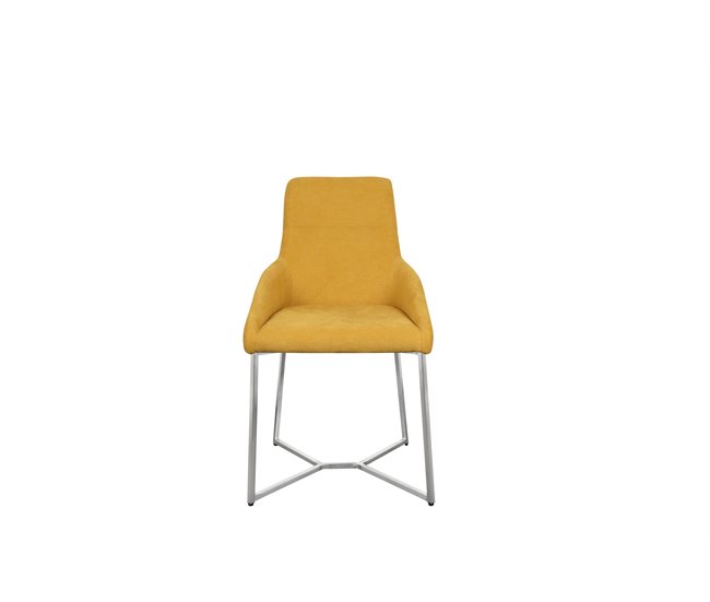 Silla de comedor VIVIAN pack 2 unidades tapizada Amarillo
