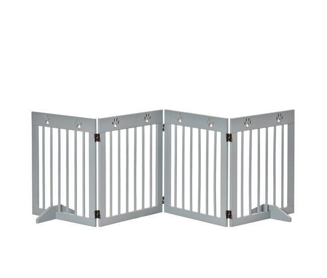 Barrera para Mascotas Madera de Pino PawHut Gris