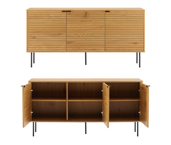Aparador de madera de 3 puertas STINNA Natural