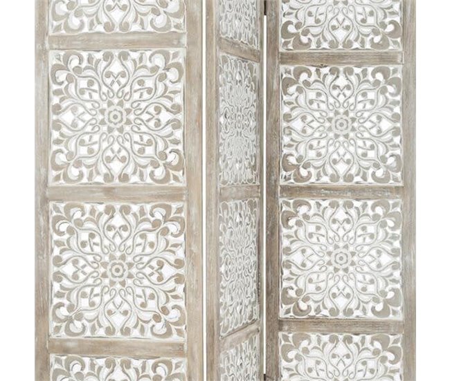 WELL HOME - Pantalla en madera Etnik con estampados Blanco
