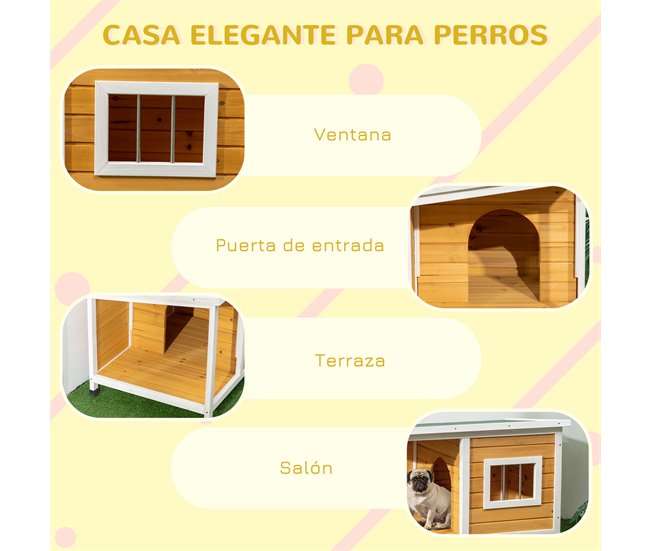 Casa para Perros Madera de Abeto PawHut Naranja