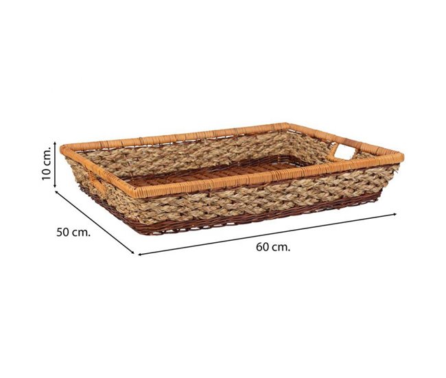 Bandeja rectangular de cuerda trenzada Marron