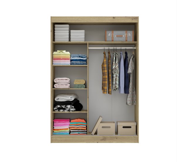 Armario TOUCH II puertas correderas con espejo 150x215cm Roble