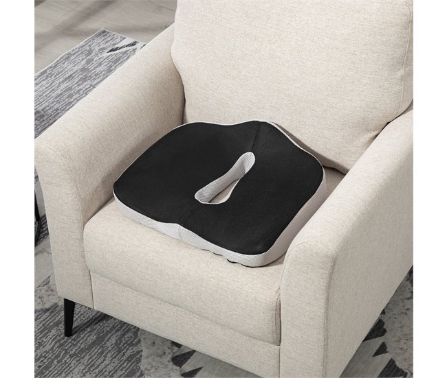 Cojín de Asiento Malla, Espuma Viscoelástica HOMCOM Negro