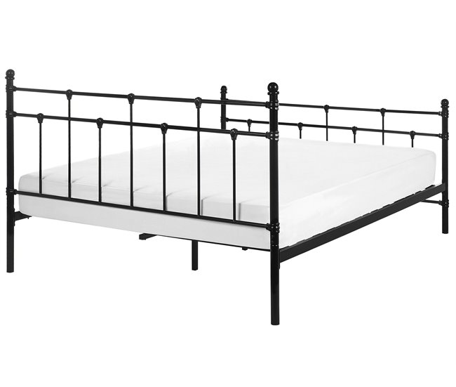 Beliani Cama con somier Metal LYNX 141x209 Negro