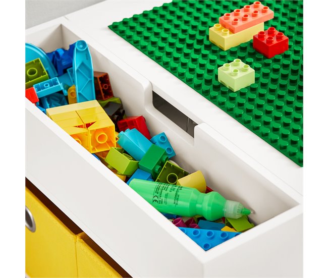 Juego de Mesa Infantil y 2 Sillas Mesa con 8 Cestas SoBuy KMB75-W Blanco