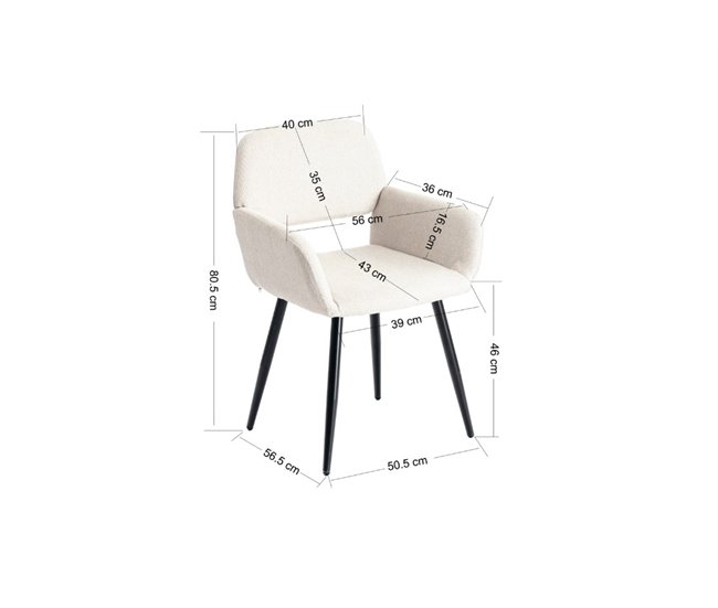 Juego de 2 sillas de comedor escandinavas Beige