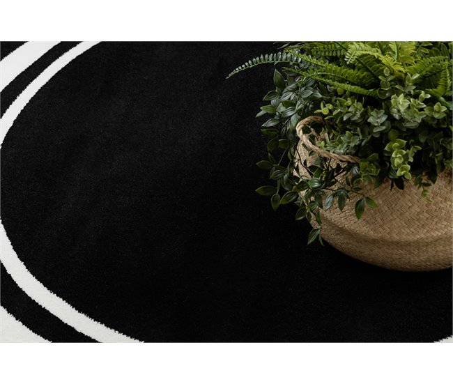 Alfombra HAMPTON Border círculo cuadro 160x160 Negro