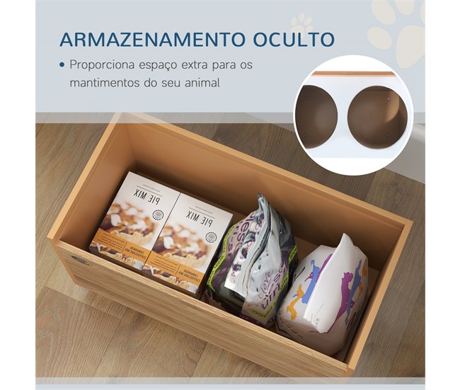 Comedero para Perros MDF, Acero PawHut Marron