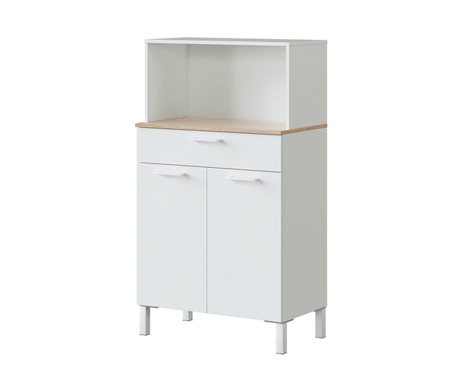 Armario multiusos 2 puertas efecto madera 72 Blanco/ Madera