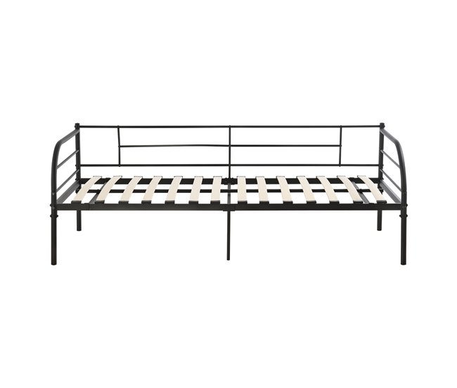 Cama Individual Falun Diván con reposacabezas Metal Negro