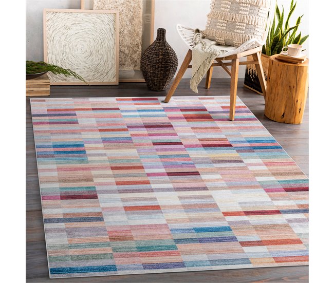 Alfombra lavable ANDRE 2295 Rayas 120x170 Rosa