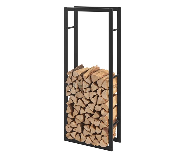 [en.casa] Soporte para leña Kasan Acero 60 Negro