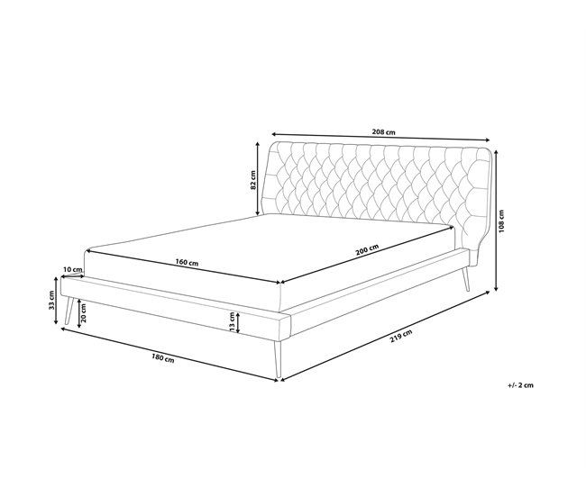 Beliani Cama con somier Piel sintética ESSONNE 219x208 Beige