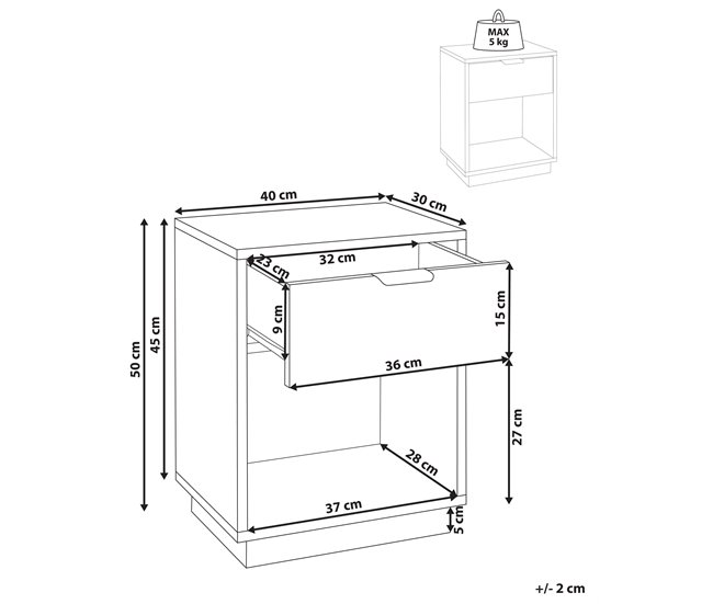 Beliani Mesita de noche SUMMERVILLE Blanco