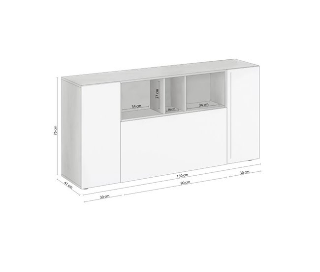 Aparador Coup 150 Blanco/ Gris