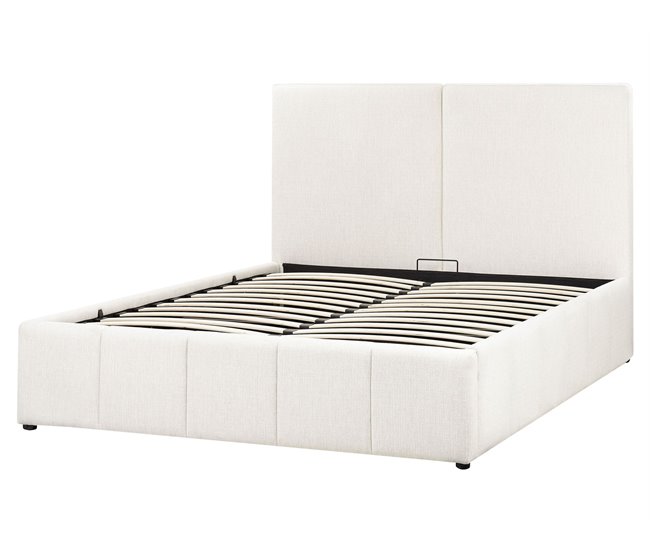 Beliani Cama con almacenaje Poliéster CASTELNAVET 170x220 Crema