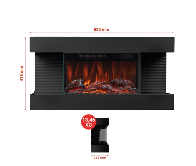 KAMINIO Eléctrica Chimenea LIZ - Chimenea Eléctrica de Pared Negro