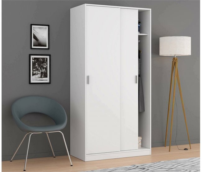 Armario 2 puertas efecto madera 100 Blanco