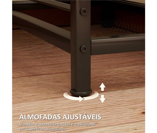 Escritorio con Estantería Melamina de Madera, Acero HOMCOM Marron