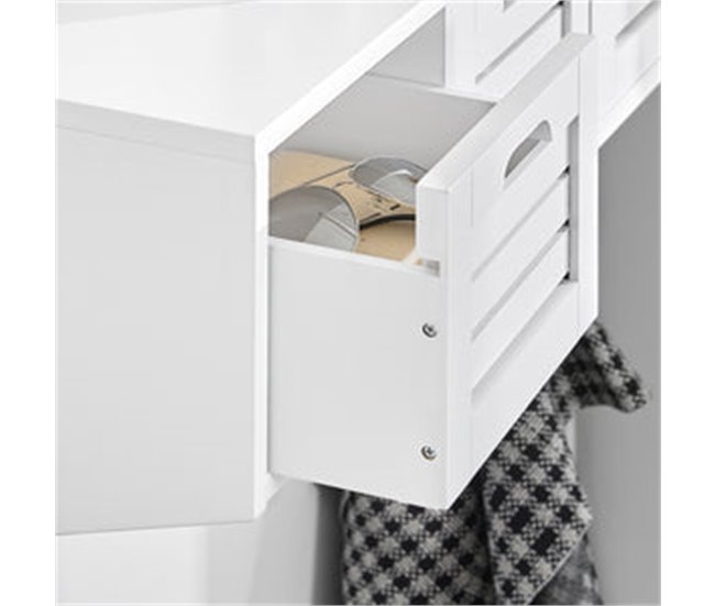 Perchero de pared con 3 Cestas y 4 Ganchos FHK19-W SoBuy Blanco