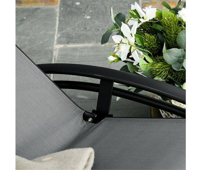 Tumbona Reclinable Aluminio, Texteline Outsunny Gris