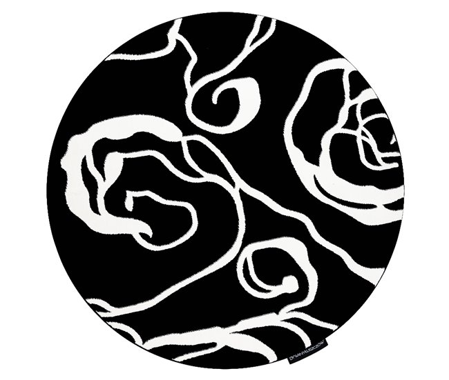 Alfombra HAMPTON círculo rosa flores 120x120 Negro